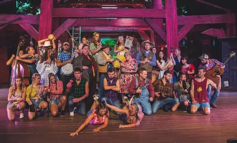 close up of cast of Hatfield on stage