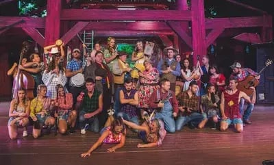 close up of cast of Hatfield on stage