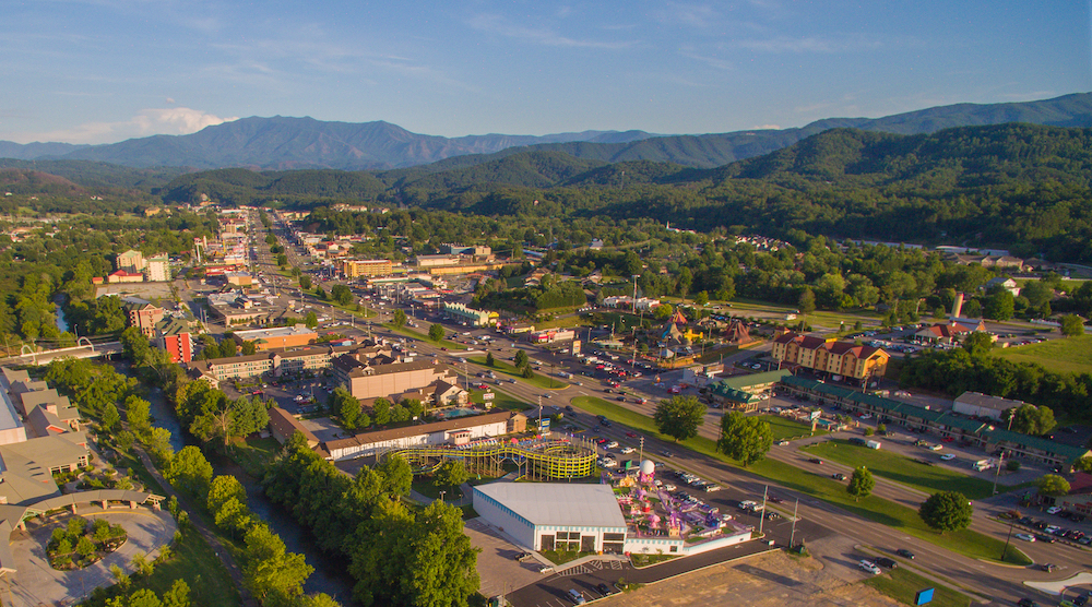 aerial view of Pigeon Forge